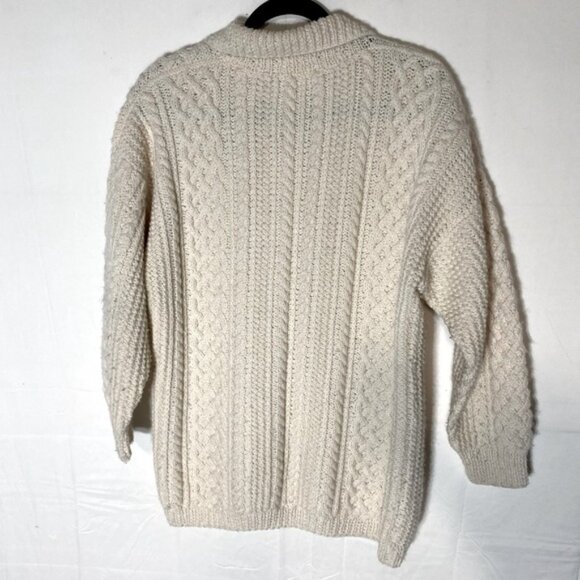 Vintage Oversized Ecru Cable Knit Button Front Cardigan M - Picture 12 of 13